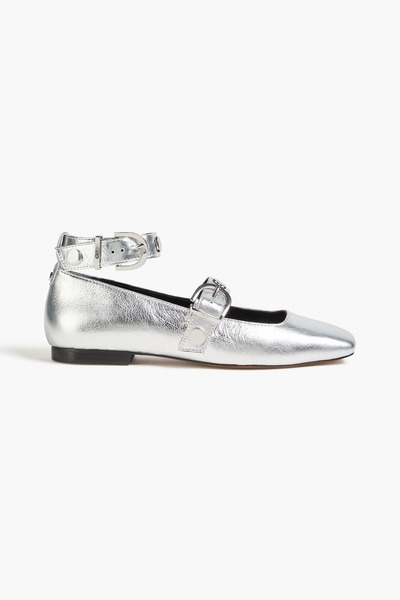  Maje - Metallic Leather Mary Jane Flats - Metallic - Eu 36 