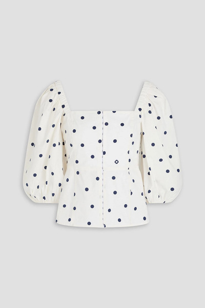  Maje - Polka-dot Stretch-cotton Poplin Top - White - 2 