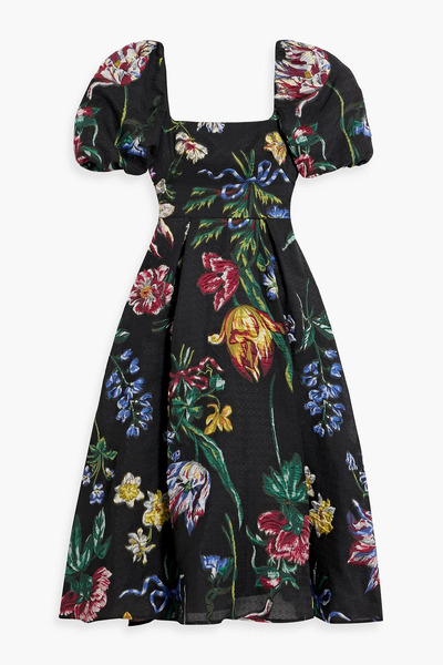  Marchesa Notte - Brocade Midi Dress - Black - Us 4 