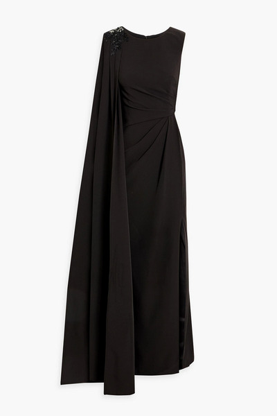  Marchesa Notte - Embellished Draped Crepe Gown - Black - Us 2 