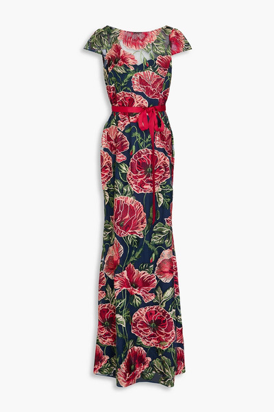  Marchesa Notte - Embroidered Tulle Gown - Blue - Us 6 