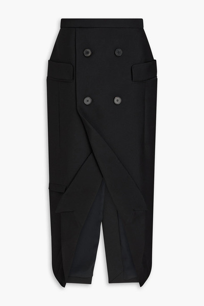  Mcqueen - Wrap-effect Wool-crepe Midi Skirt - Black - It 38 
