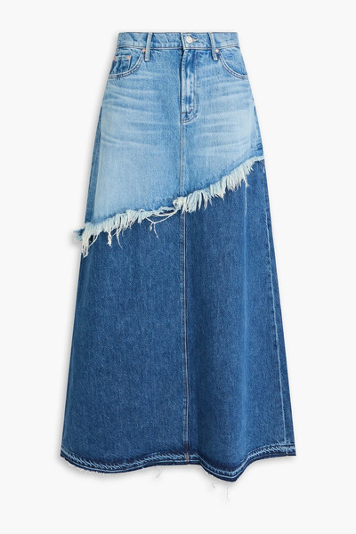  Mother - Dual Ditcher Frayed Two-tone Denim Maxi Skirt - Blue - 26 