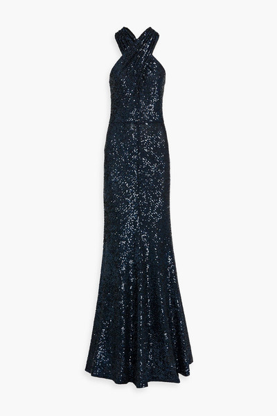  Naeem Khan - Sequined Stretch-tulle Gown - Blue - Us 6 