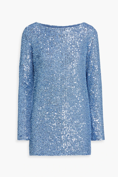 Naeem Khan - Sequined Stretch-tulle Top - Blue - S 