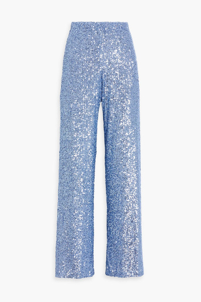  Naeem Khan - Sequined Stretch-tulle Wide-leg Pants - Blue - S 