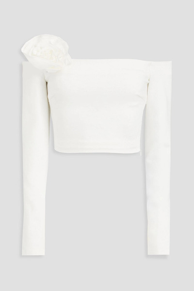  Nicholas - Off-the-shoulder Cropped Jersey Top - White - Xs 