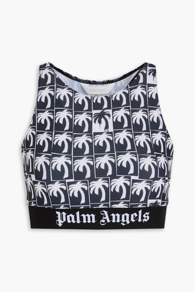  Palm Angels - Cropped Printed Tech-jersey Top - Gray - Xs 