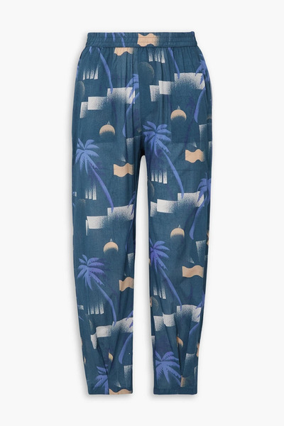  Paradised - Paula Printed Chambray Pants - Blue - Xs 