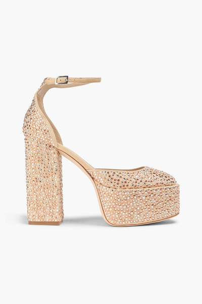  Paris Texas - Crystal-embellished Suede Platform Pumps - Neutral - Eu 36 