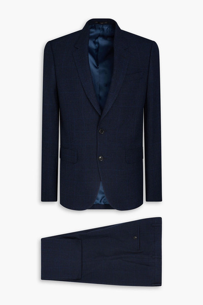  Paul Smith - Checked Wool-blend Tweed Suit - Blue - Us 40 