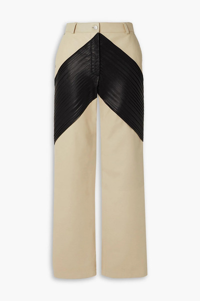  Peter Do - Two-tone Leather Straight-leg Pants - White - Fr 34 