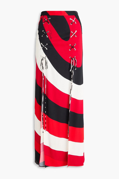  Pucci - Lace-up Printed Satin Maxi Skirt - Red - It 38 