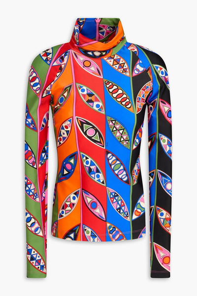  Pucci - Printed Stretch-jersey Turtleneck Top - Red - Xs 