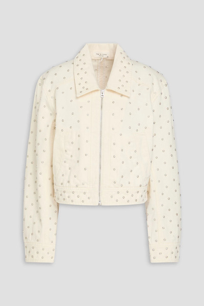  Rag & Bone - Anya Studded Denim Jacket - White - Xs 