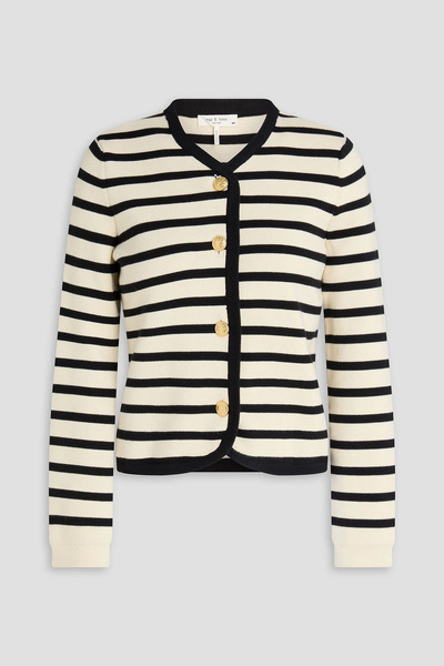  Rag & Bone - Dee Striped Cotton-blend Cardigan - White - Xs 