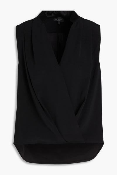  Rag & Bone - Meredith Wrap-effect Cady Top - Black - Xxs 