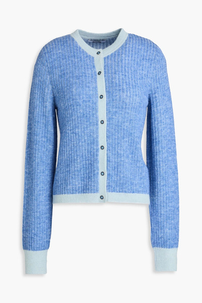  Re/done - Emmylou Two-tone Wool-blend Cardigan - Blue - Xs 