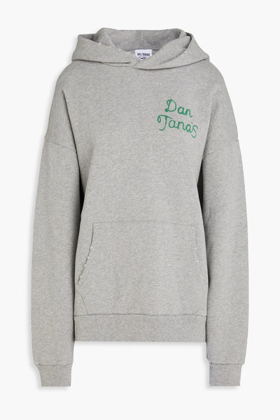  Re/done - Printed Cotton-fleece Hoodie - Gray - L 