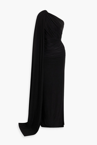  Rhea Costa - One-shoulder Draped Jersey Gown - Black - It 38 