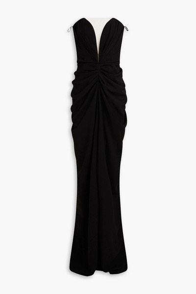  Rhea Costa - Strapless Draped Faille Gown - Black - It 48 