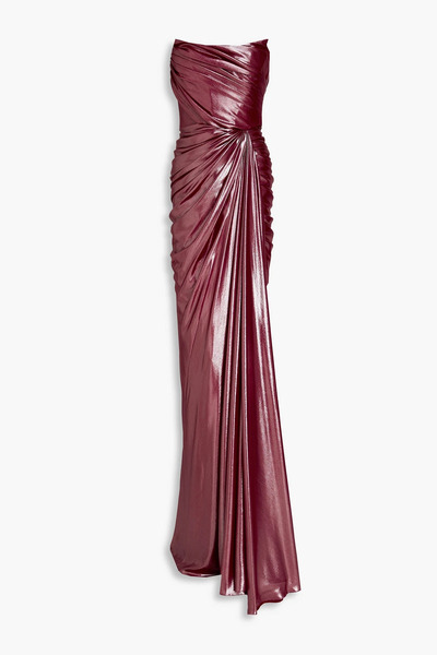 Rhea Costa - Strapless Draped Lamé Gown - Red - It 38 