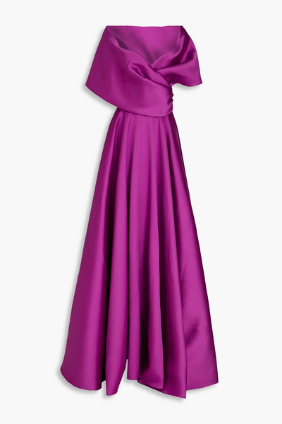  Rhea Costa - Wrap-effect Draped Satin-twill Gown - Purple - It 44 