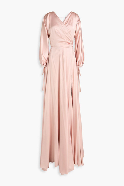  Rhea Costa - Wrap-effect Satin Gown - Pink - It 42 