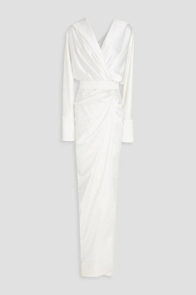  Rhea Costa - Wrap-effect Satin Gown - White - It 40 