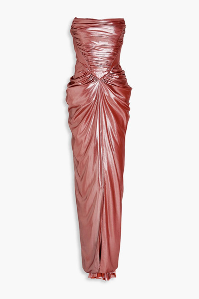  Rhea Costa - Zaira Strapless Ruched Lamé Gown - Red - It 40 