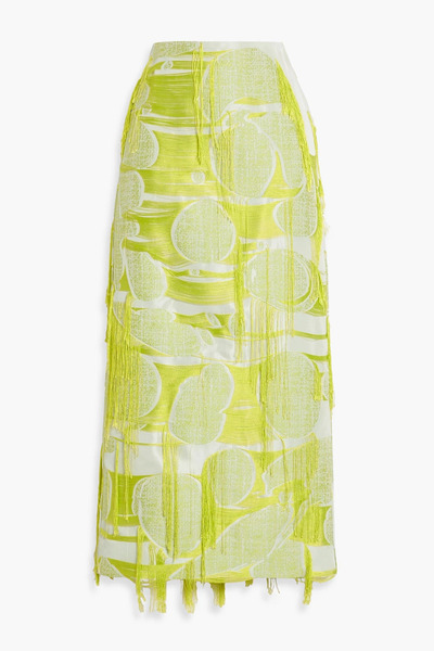  Roksanda - Idya Fringed Jacquard Midi Skirt - Yellow - Uk 6 