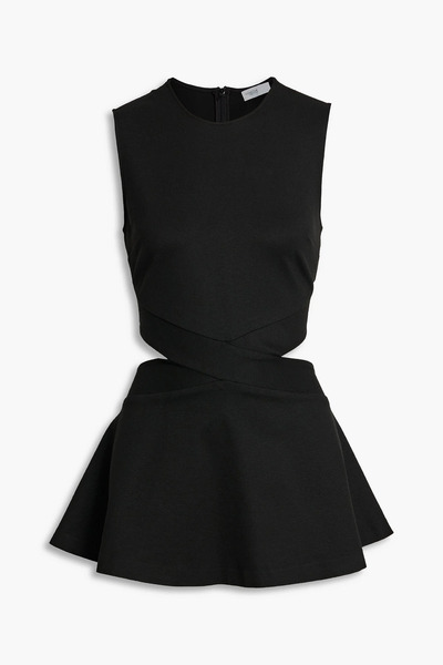  Rosetta Getty - Cutout Stretch-knit Peplum Top - Black - L 