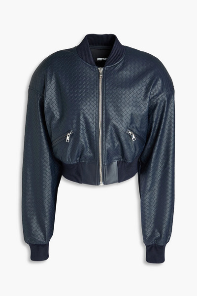  Rotate Birger Christensen - Cropped Bomber Jacket - Blue - De 40 