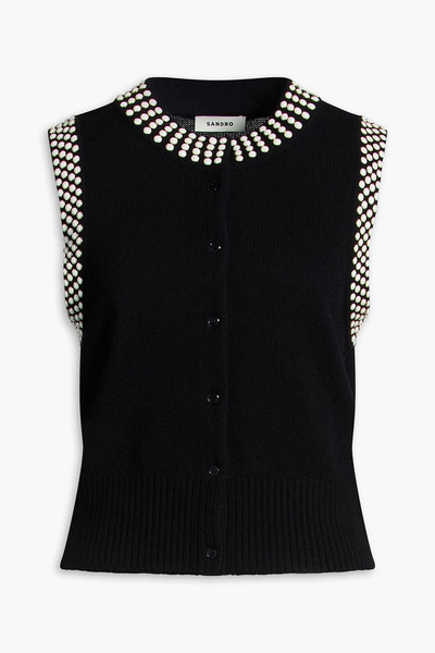  Sandro - Bead-embellished Wool-blend Vest - Black - 0 