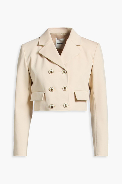  Sandro - Cropped Double-breasted Cotton Blazer - Neutral - Fr 34 