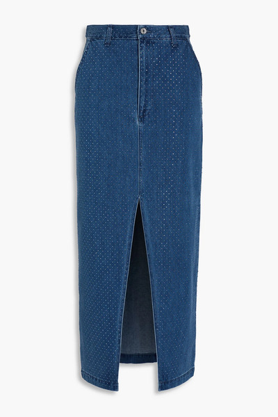  Sandro - Crystal-embellished Denim Midi Skirt - Blue - Fr 34 