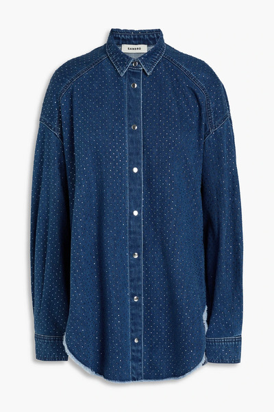 Sandro - Crystal-embellished Denim Shirt - Blue - 1 