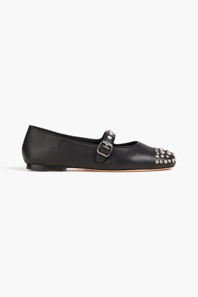  Sandro - Crystal-embellished Leather Mary Jane Flats - Black - Eu 36 
