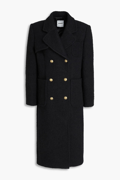  Sandro - Double-breasted Bouclé-tweed Coat - Black - Fr 34 