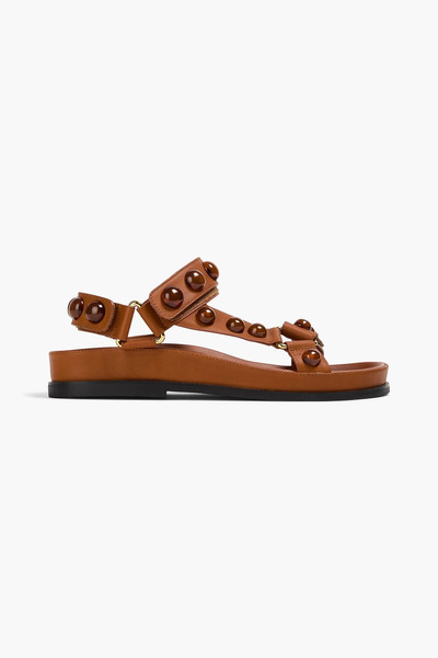  Sandro - Embellished Leather Sandals - Brown - Eu 36 