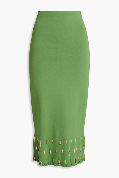  Sandro - Embellished Stretch-knit Midi Skirt - Green - Fr 34 