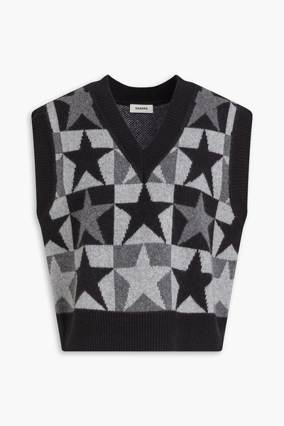  Sandro - Jacquard-knit Wool Vest - Gray - 3 