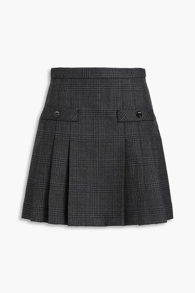  Sandro - Pleated Prince Of Wales Checked Wool-tweed Shorts - Gray - Fr 34 
