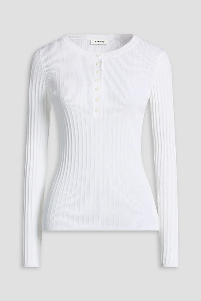  Sandro - Ribbed Cotton-blend Sweater - White - 3 