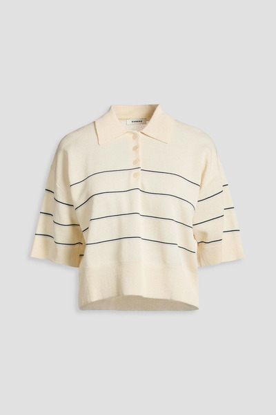  Sandro - Striped Knitted Polo Shirt - White - 4 