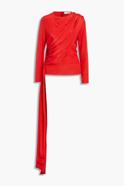  Semsem - Draped Crepe De Chine Blouse - Red - Us 4 