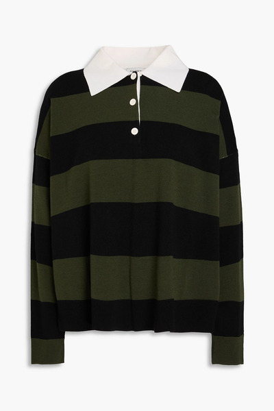  Simkhai - Striped Wool-blend Polo Shirt - Green - M 