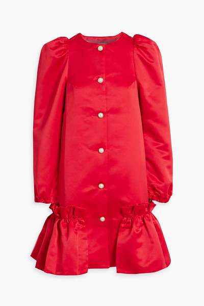  Sleeper - Mystery Puff Ruffled Duchesse-satin Mini Dress - Red - Xs 
