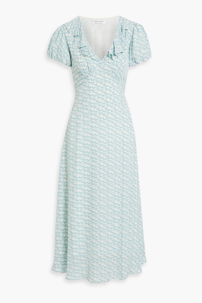  Solid & Striped - The Calais Ruffled Printed Crepe Midi Dress - Blue - M 