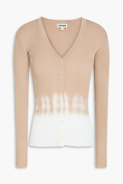  Staud - Cargo Tie-dyed Ribbed-knit Cardigan - Neutral - Xs 